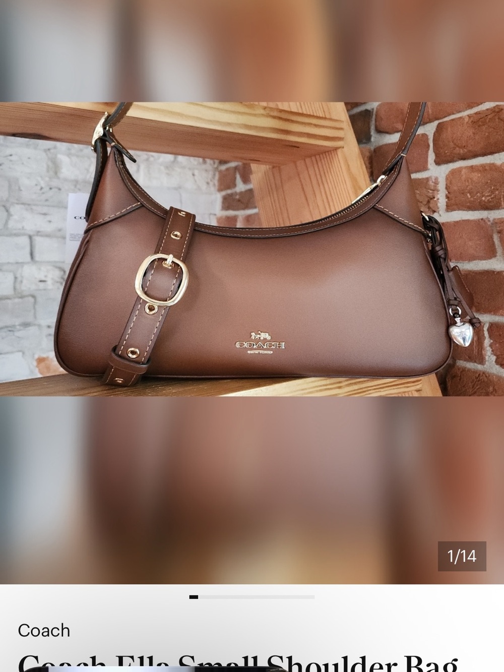 Coach “Ella” Smooth Brown Leather Shoulder Hobo with Gold Hardware - Picture 2 of 2